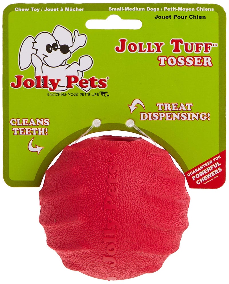 Jolly Pets Tuff Tosser Bouncing Ball Tog Toy/Treat Holder, 3 Inches, Red - Image 3